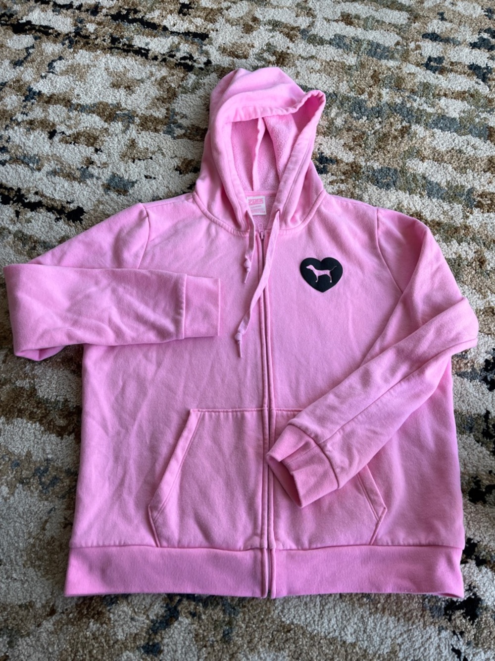 Pink Heart Logo Zip Hoodie